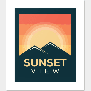 Retro Sunset View Posters and Art